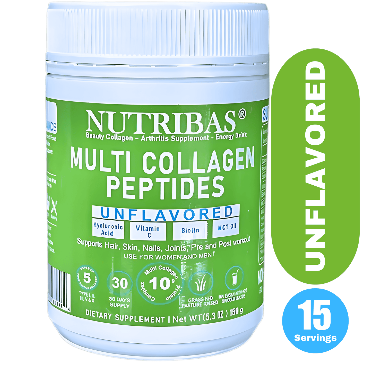 Multi Collagen Peptides with Biotin, Vitamin C, Hyaluronic Acid & MCT Oil
