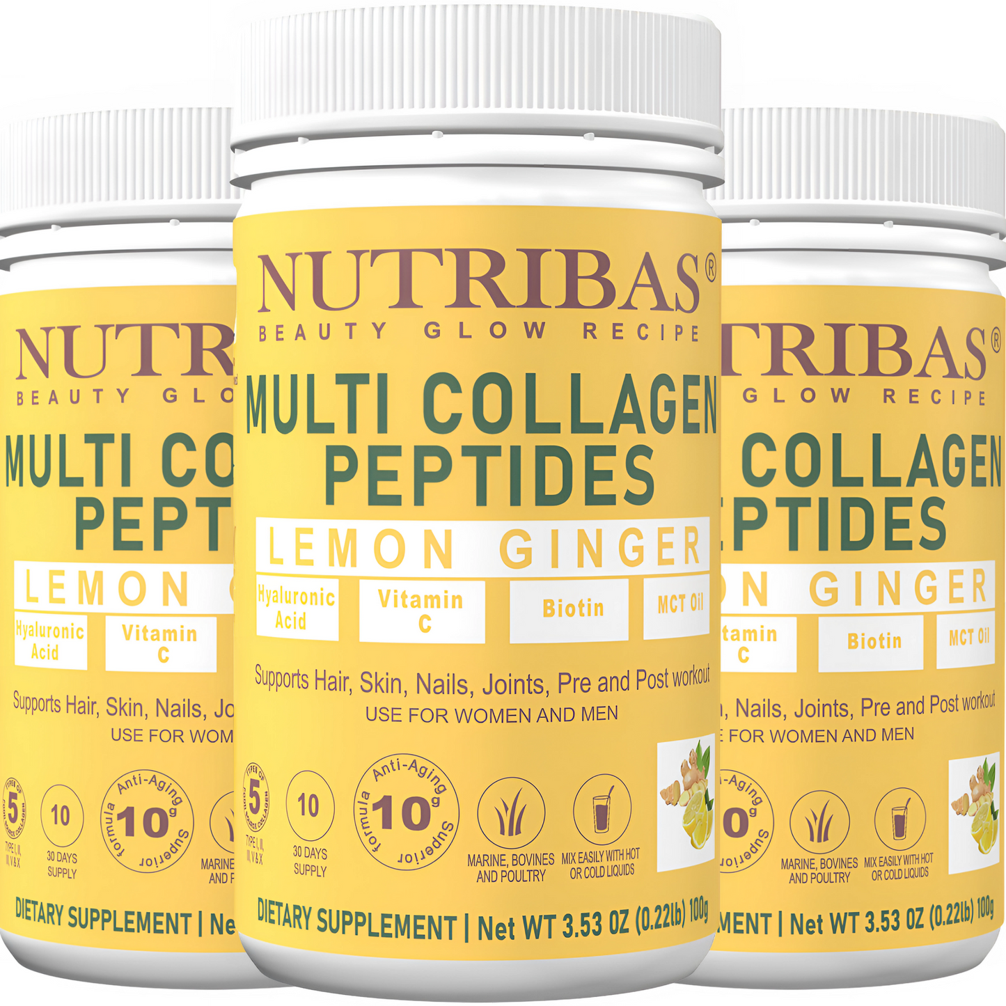 Multi Collagen Peptides with Biotin, Vitamin C, Hyaluronic Acid & MCT Oil