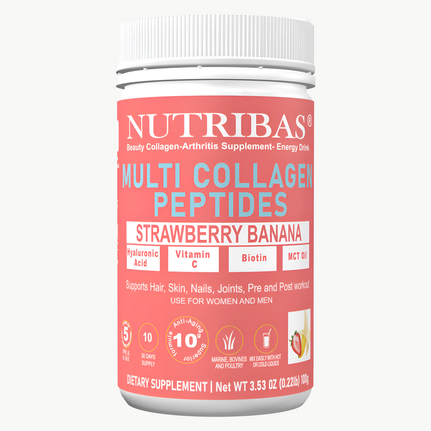 Multi Collagen Peptides with Biotin, Vitamin C, Hyaluronic Acid & MCT Oil
