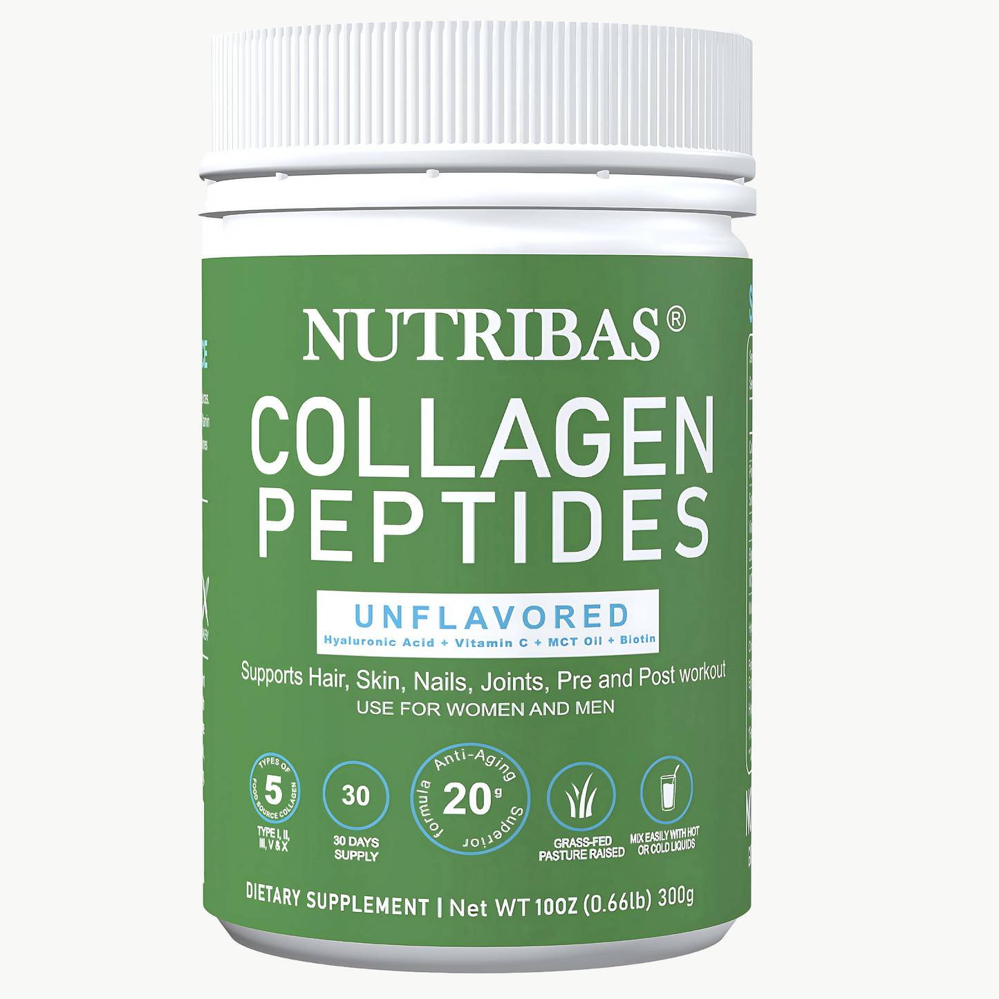 Multi Collagen Peptides with Biotin, Vitamin C, Hyaluronic Acid & MCT Oil