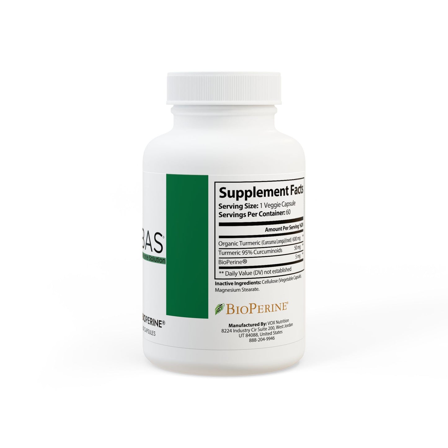 Turmeric with BioPerine® (Black Pepper Fruit Extract) Supplement (60 Capsules)