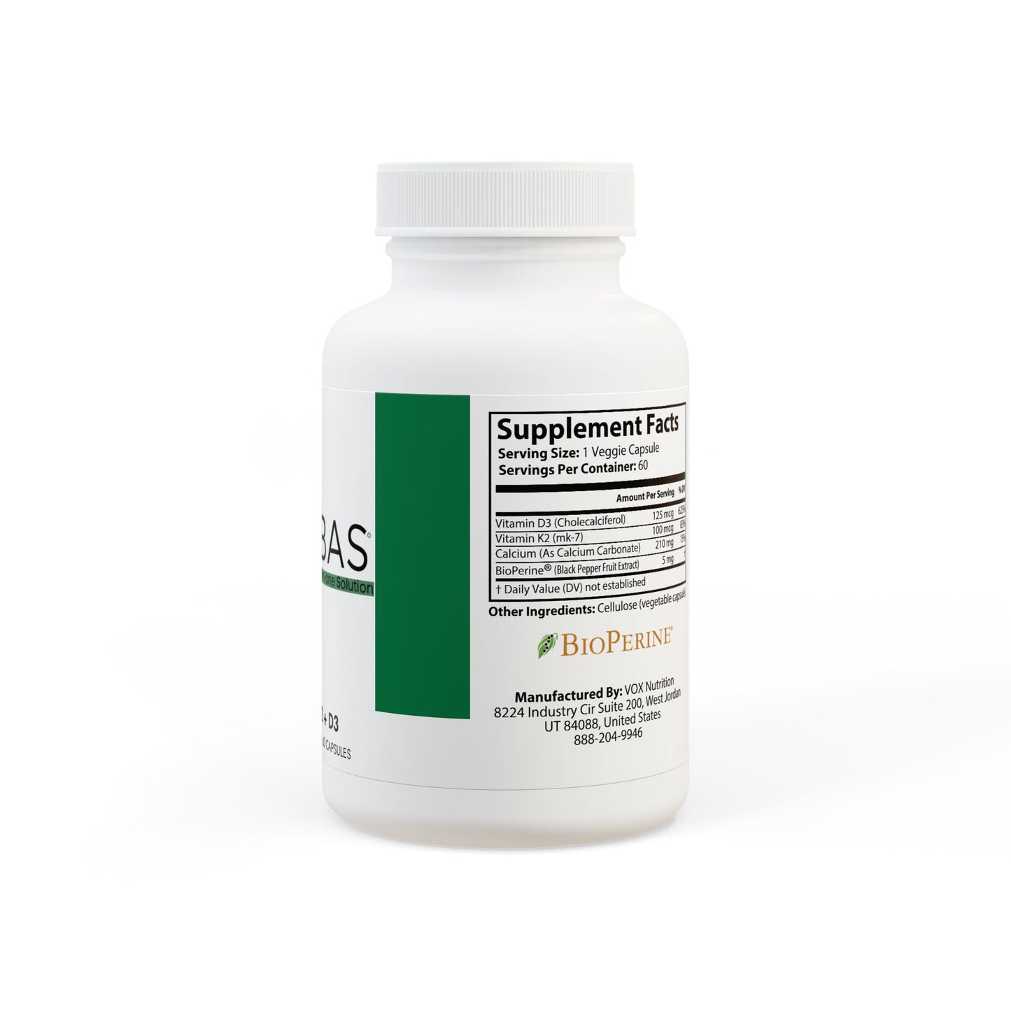 Vitamin K2 + D3 Supplement (60 Capsules)