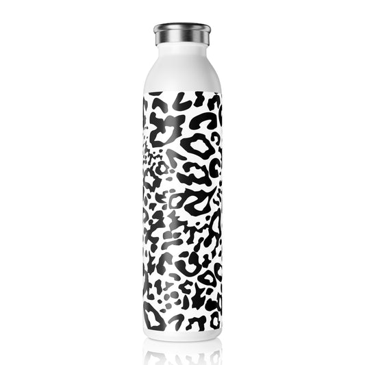 Chic Black & White Leopard Slim Water Bottle