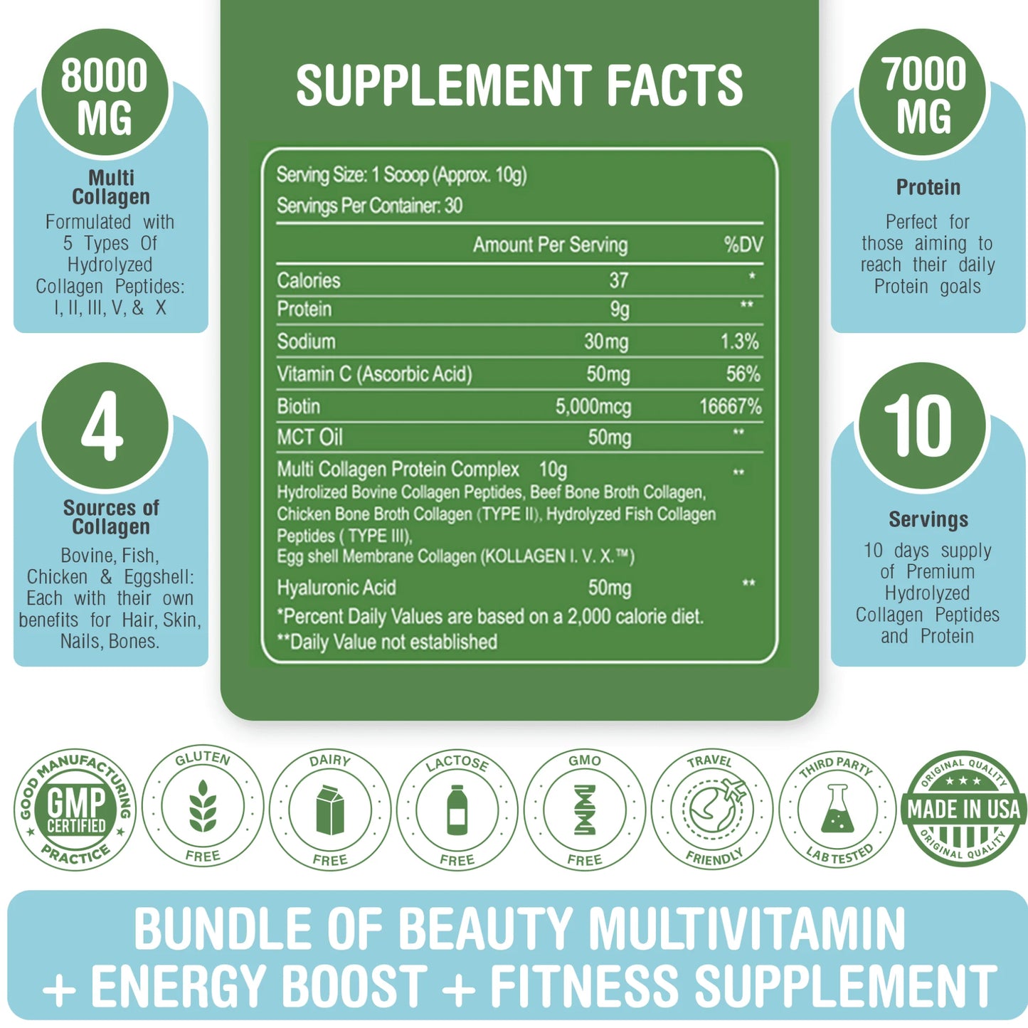 Colágeno Hidrolizado Supplement facts 