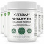 NUTRIBAS Vitality Fit Collagen Powder unflavored 300 g 5 pack container on a white background