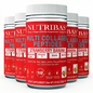 Nutribas Multi Collagen Peptides supplement bottles strawberry banana 5 pack on a white background