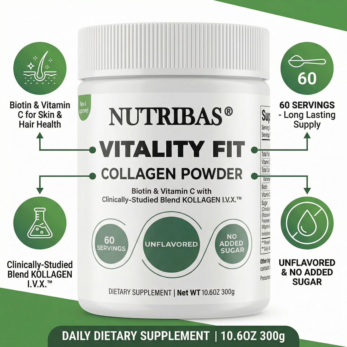 NUTRIBAS Multi Collagen Peptides Powder – Choose Your Flavor & Pack