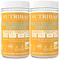Two bottles of Nutribas Multi Collagen Peptides with Mango Pineapple flavor on a white background.