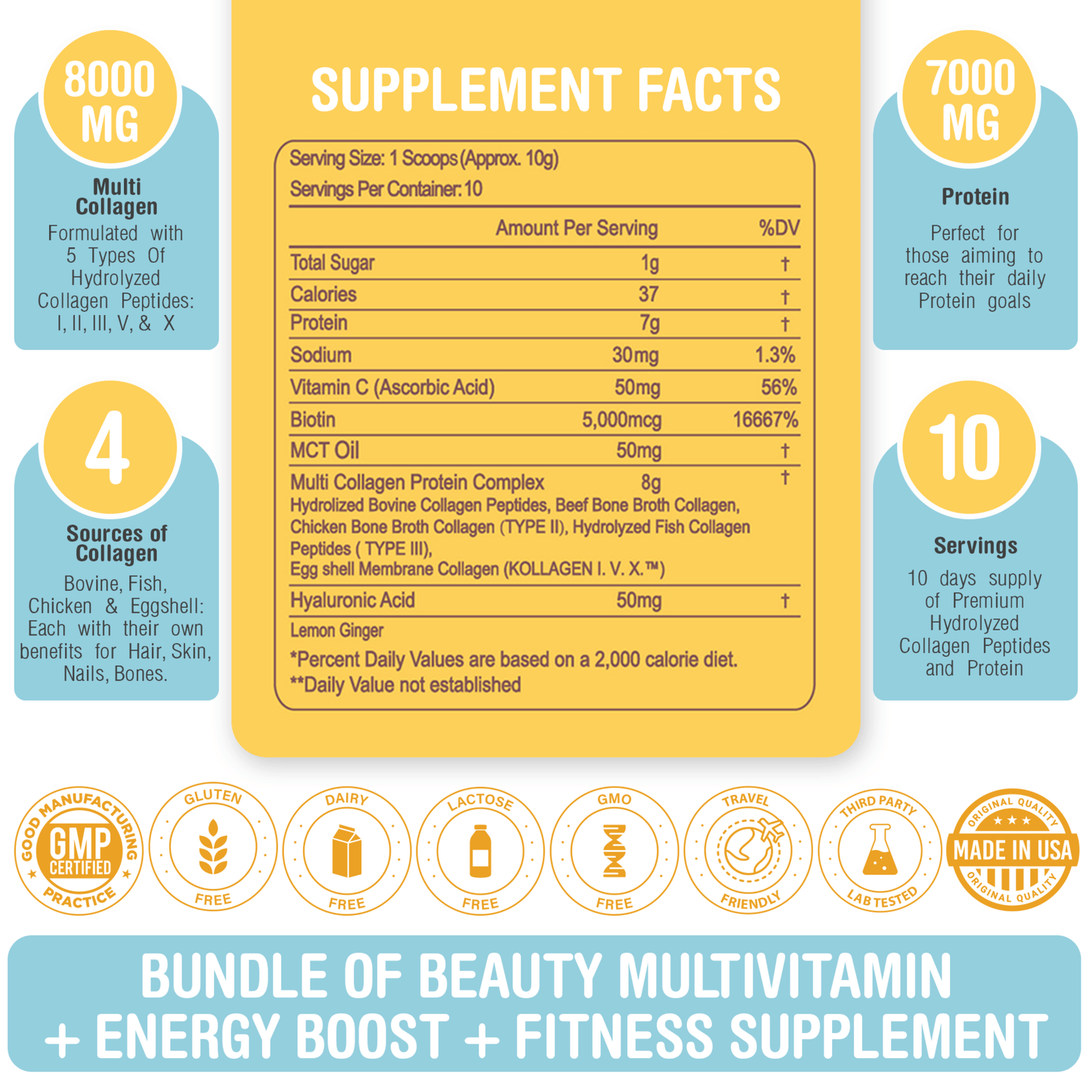 multi collagen powder lemon ginger ingredients