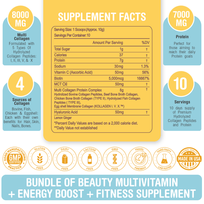 multi collagen powder lemon ginger ingredients