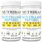 Two bottles of Nutribas Multi Collagen Peptides Vanilla flavor on a white background
